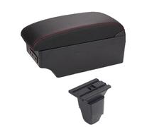 NANGAEBPPW Para Peugeot 206 207 CC Cabrio Reposabrazos Descansabrazos Central Caja Almacenamiento Consola Accesorios Con Portavasos Puerto USB(B-Black red line)