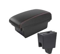 NANGAEBPPW Para Proton Para Saga Caja Almacenamiento Reposabrazos Piel Descansabrazos Estilo Coche USB Consola Central Accesorios(B1 Negro rojo 3USB)