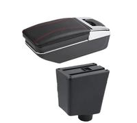 NANGAEBPPW Para R&enault Para Clio 4 Para Captur Para Clio 3 III IV Caja Reposabrazos Accesorio Almacenamiento Piezas Interior Retrofit(Una línea roja SIN USB)