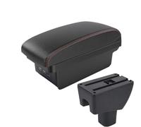 NANGAEBPPW Para Toyota Para Agya Caja Reposabrazos Para Agya Para Wigo Reposabrazos Coche Caja De Almacenamiento Central Retrofit Con Carga USB(B1 Negro rojo 3USB)