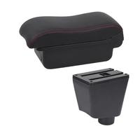 NANGAEBPPW Reposabrazos Para R&enault Para Clio 4 Para Clio 3 III IV Compartimento De Almacenamiento Cenicero Y Reposabrazos De Superficie Curva(C1 Negro rojo SIN USB)