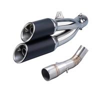 NANGAEBPPW Silenciador De Escape Para Motocicleta Para Benelli Para Leoncino 250 502c TRK502C Tubo De Conexión Central Con Escape Doble AK De Acero Inoxidable(Style C)