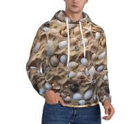 nanger Beach Shells - Sudadera con capucha para hombre, diseño de estrellas de mar, forro polar fino, manga larga, con bolsillo, Negro -, 4X-Large