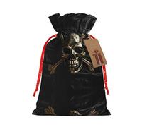 nanger Bolsas de regalo de Navidad con cordón con estampado de bandera pirata, bolsas de lino para fiestas de Navidad, bolsas de regalo de caramelos, sacos de vacaciones