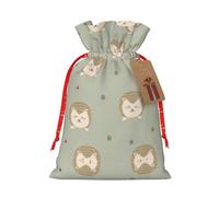 nanger Bolsas de regalo de Navidad con cordón con estampado de erizos, bolsas de lino para fiestas de Navidad, bolsas de regalo de caramelos, sacos de vacaciones