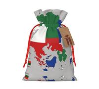 nanger Bolsas de regalo de Navidad con cordón con estampado de mapa de la República de Chechenia, bolsas de regalo de Navidad, bolsas de regalo de caramelos, bolsas de vacaciones