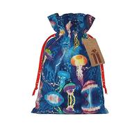 nanger Bolsas de regalo de Navidad con cordón con estampado de medusas de colores, bolsas de lino para fiestas de Navidad, bolsas de regalo de caramelos, sacos de vacaciones