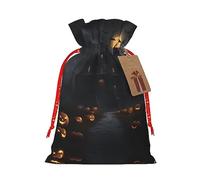 nanger Bolsas de regalo de Navidad con cordón con estampado gótico de Halloween, bolsas de lino para fiestas de Navidad, bolsas de regalo de caramelos, sacos de vacaciones