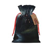 nanger Bolsas de regalo de Navidad con cordón y estampado de castillo de cuento de hadas oscuras, bolsas de regalo de Navidad, bolsas de regalo de caramelos, sacos de vacaciones
