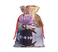 nanger Bolsas de regalo de Navidad con cordón y estampado de flores de loto, bolsas de regalo de Navidad, bolsas de regalo de caramelos, bolsas de vacaciones