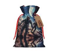 nanger Bolsas de regalo de Navidad con cordón y estampado de galaxia de planetas y astronautas, bolsas de lino para regalos de Navidad, bolsas de regalo de dulces