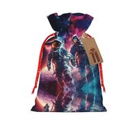 nanger Bolsas de regalo de Navidad con cordón y estampado de galaxia de planetas y astronautas, bolsas de lino para regalos de Navidad, bolsas de regalo de dulces