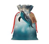 nanger Divertidas bolsas de regalo de Navidad con cordón con diseño de delfín mirando a ti, bolsas de lino para regalos de Navidad, bolsas de regalo de caramelos, sacos de vacaciones