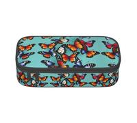 nanger Estuche para lápices con estampado de mariposas y violonchelo de gran capacidad, organizador de papelería estético con cremallera