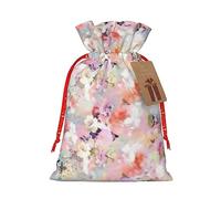 nanger Hermosas bolsas de regalo de Navidad con cordón con estampado de flores rosas, bolsas de lino para fiestas de Navidad, bolsas de regalo de caramelos, sacos