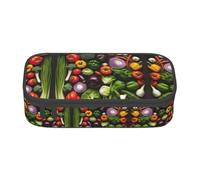 nanger Introducción de varios lápices con estampado de verduras, bolsa de gran capacidad, organizador de papelería estético con cremallera