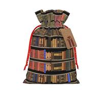 nanger Library Bookshelf - Bolsas de regalo de Navidad con cordón, bolsas de lino para fiestas de Navidad, bolsas de regalo de caramelos, sacos de vacaciones