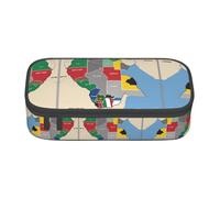 nanger South Sudan - Estuche para lápices con impresión de mapa de composición de gran capacidad, organizador de papelería estético con cremallera