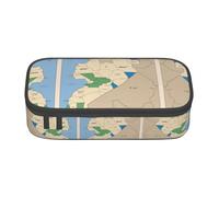 nanger South Sudan - Estuche para lápices con impresión de mapa de ubicación de gran capacidad, organizador de papelería estético con cremallera