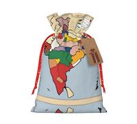 nanger Sultanato de Delhi - Bolsas de regalo de Navidad con cordón y estampado de mapa del territorio de Delhi, bolsas de lino para regalos de caramelos, bolsas de vacaciones