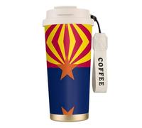 nanger Taza de café aislada al vacío de acero inoxidable 316 con la bandera del estado de Arizona, con tapa a prueba de fugas, mantiene caliente o frío