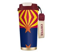 nanger Taza de café aislada al vacío de acero inoxidable 316 con la bandera del estado de Arizona, con tapa a prueba de fugas, mantiene caliente o frío