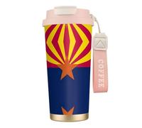 nanger Taza de café aislada al vacío de acero inoxidable 316 con la bandera del estado de Arizona, con tapa a prueba de fugas, mantiene caliente o frío