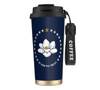 nanger Taza de café aislada al vacío de acero inoxidable 316 con la bandera del estado de Mississippi con tapa a prueba de fugas, mantiene caliente o frío