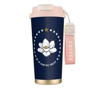 nanger Taza de café aislada al vacío de acero inoxidable 316 con la bandera del estado de Mississippi con tapa a prueba de fugas, mantiene caliente o frío
