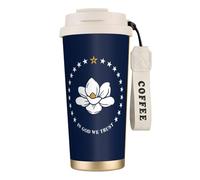 nanger Taza de café aislada al vacío de acero inoxidable 316 con la bandera del estado de Mississippi con tapa a prueba de fugas, mantiene caliente o frío