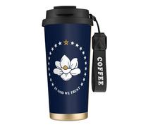 nanger Taza de café aislada al vacío de acero inoxidable 316 con la bandera del estado de Mississippi con tapa a prueba de fugas, mantiene caliente o frío