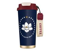nanger Taza de café aislada al vacío de acero inoxidable 316 con la bandera del estado de Mississippi con tapa a prueba de fugas, mantiene caliente o frío
