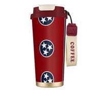nanger Taza de café aislada al vacío de acero inoxidable 316 con la bandera del estado de Tennessee con tapa a prueba de fugas, mantiene caliente o frío