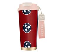 nanger Taza de café aislada al vacío de acero inoxidable 316 con la bandera del estado de Tennessee con tapa a prueba de fugas, mantiene caliente o frío