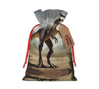nanger Velociraptor - Bolsas de regalo de Navidad con cordón y estampado de dinosaurio, bolsas de lino para fiestas de Navidad, bolsas de regalo de dulces