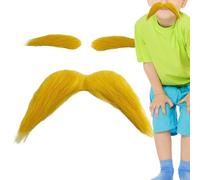 Nankoyal Bigote Rubio,Accesorios para Fotos Autoadhesivos Divertidos Amarillos,Bigote y Cejas de Navidad | Para Fiestas De Vacaciones Suministros Eventos De Otoño Cosplay Maquillaje Escenario Festival