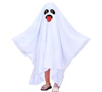 Nankoyal Disfraz de fantasma para niños, disfraz de Halloween, disfraz de fantasma blanco, capa con capucha, disfraz de Halloween para niño y niña