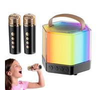 Nankoyal Máquina De Karaoke con 2 Micrófonos,Máquina De Karaoke Inalámbrica - Altavoz con iluminación RGB y 2 micrófonos inalámbricos | de Karaoke portátil al Aire Libre para Amigos, Camping