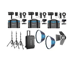 Nanlite Forza 60 II LED triple kit (con estuche, pie de iluminación, fresnel y softbox)