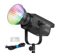 NANLITE FS-300C - Luz de video continua RGB (temperatura de color de 2500 K a 7500 K, 34.200 lux @1 m (con reflector), compatible con control de aplicación, refrigeración silenciosa para entrevistas,
