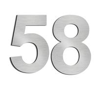 nanlyiau 2pc 3in/7.5cm numeros adhesivos números de casa numeros numeros casa exterior numeros adhesivos de acero inoxidable 304(3in number 58)