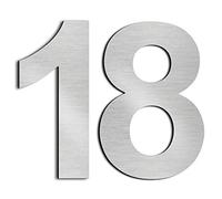 nanlyiau 2pc 3in/7.5cm numeros adhesivos números de casa numeros numeros casa exterior numeros adhesivos de acero inoxidable 304(3in number 18)