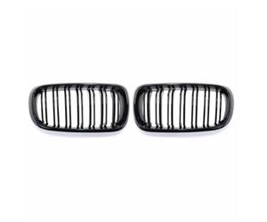 NaNMiBHd Lente Carcasa Faro Delantero Coche para F15 para F16 para X5 para X6 para F85 para F86 2014-2018 Parrilla Doble Listón Negra Brillante Parachoques Delantero Parrilla Carreras Tipo Riñón