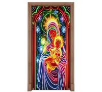 Nanmiyan Cubierta para Puerta De Navidad | de Fondo de Tela Fluorescente Grande | Bandera Decorativa para Fiesta de Navidad | para Interior Exterior Hogar Fiesta Casa De Campo Porche Año Nuevo