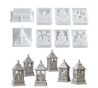 Nanmiyan Molde Para Soportes De Velas,Molde Para Fundición De Linterna Navideña Con Epoxi | De Silicona Navideño De 8 Piezas Para Fundición - Para Arte En Concreto Artesanía Manual Decoración