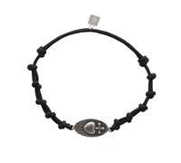Nanna Folk Pulsera Detente del Sagrado Corazón de Jesús en Plata de Ley 925 | Cordón Negro Ajustable Unisex | Joya Religiosa de Protección Hecha a Mano en España | Regalo de Fe y Devoción
