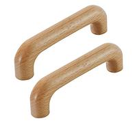 NANNAN0901 Tiradores de Cajón de Madera de 2 Piezas, Manija de Armario de Muebles de Dormitorio de Madera Maciza Tiradores de Puertas de Gabinetes de Cocina, con Tornillos (Hole distance 96mm)