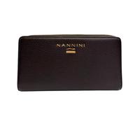 Nannini Cartera de mujer FIRENZE, fabricada en suave piel bottalada cigarro. Dispone de cremallera exterior con compartimento para monedas y compartimento para billetes. Cierre con bottoncin, Cigarro,