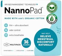 NannoPad Paquete múltiple de almohadillas y pantyliners (36 unidades (paquete de 1)) - Fabricado con algodón orgánico certificado - Regular, Super y Pantyliners para protección de ciclo completo