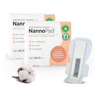 NannoPad Super - Algodón orgánico certificado - Alivia naturalmente tus molestias - Sin fragancias, productos químicos o tintes - Control de olores y transpirable, paquete de 2 (40 almohadillas